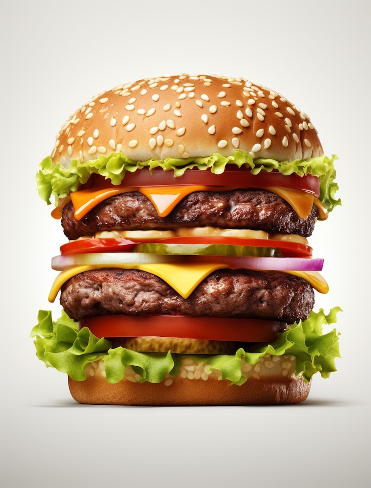 Bezpłatny plik Zdjęcie pysznie wyglądający burger 3d z prostym tłem
