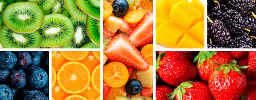 Bezpłatne zdjęcie pyszny kolaż tekstury aranżacji owoców
