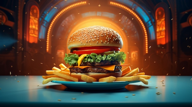 Bezpłatne zdjęcie pyszny realistyczny burger