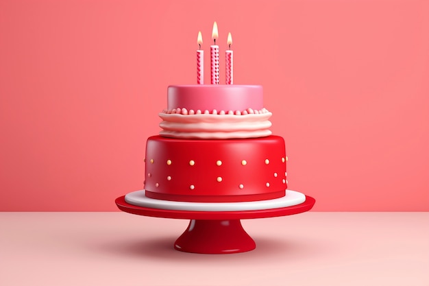 Bezpłatne zdjęcie pyszny tort urodzinowy na czerwonym tle
