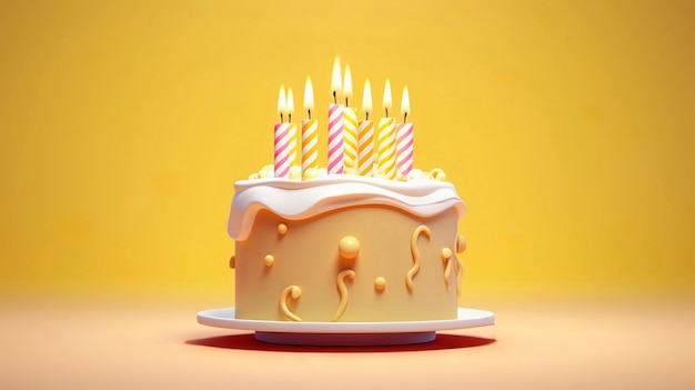 Pyszny tort urodzinowy ze świecami.