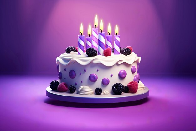 Pyszny tort urodzinowy ze świecami.