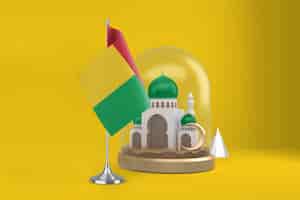 Bezpłatne zdjęcie ramadan flaga gwinei bissau i meczet