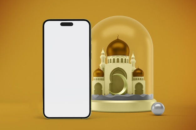 Bezpłatne zdjęcie ramadan phone 14 pro ekran z przodu