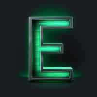 Bezpłatne zdjęcie realistyczna litera e z zielonym światłem