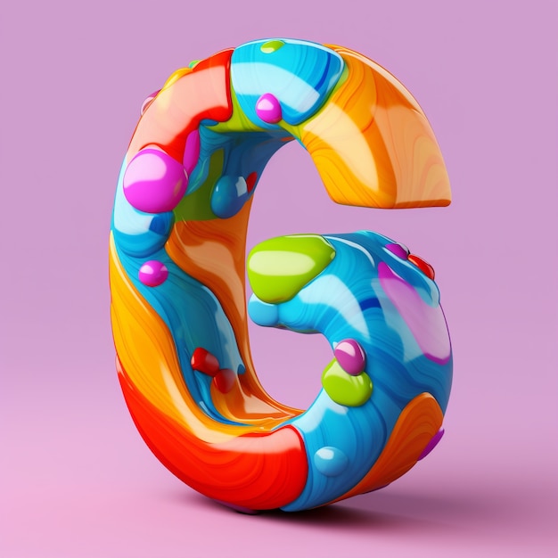 Realistyczna litera g o abstrakcyjnych kształtach