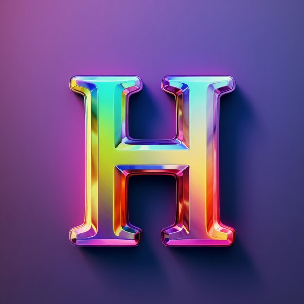Realistyczna litera h ze świecącą powierzchnią