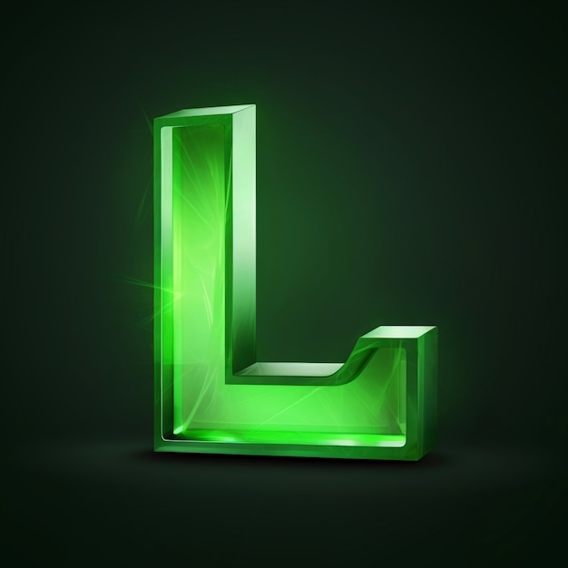 Bezpłatne zdjęcie realistyczna litera l z zielonym światłem