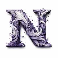 Bezpłatne zdjęcie realistyczna litera n z liśćmi