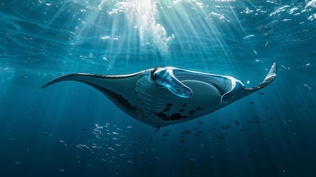 Realistyczna manta ray w wodzie morskiej