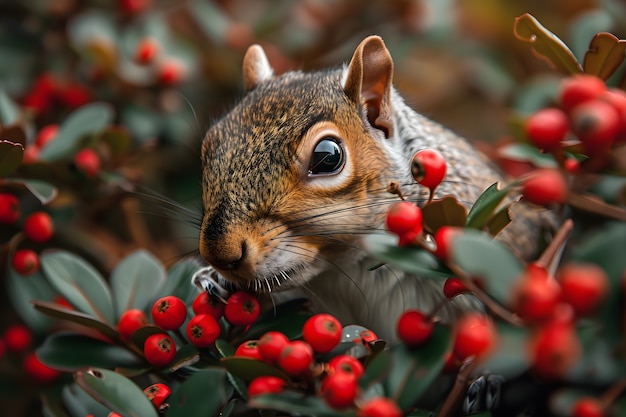Bezpłatne zdjęcie realistyczna wiewiórka w naturalnym środowisku