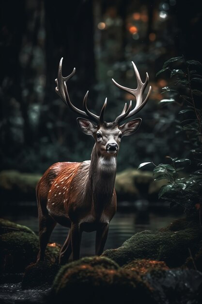 Realistyczne jelenie z tłem natury