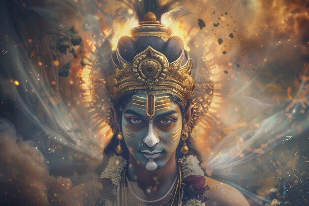 Realistyczny portret Ram Navami na świętowanie Ram Navami