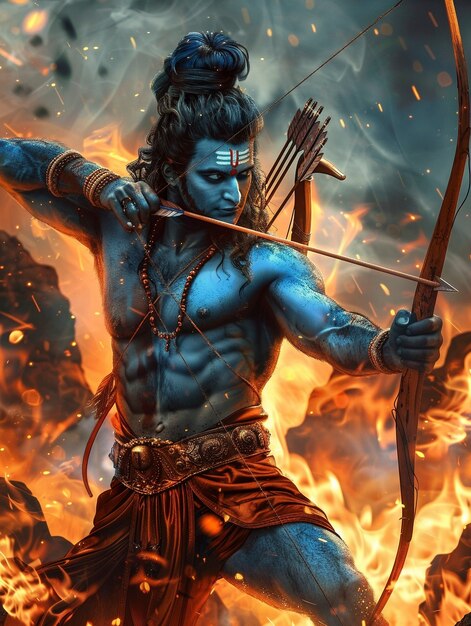 Realistyczny portret Ram Navami na świętowanie Ram Navami