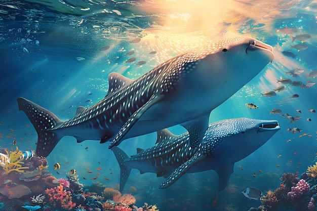 Bezpłatne zdjęcie realistyczny rekin w oceanie