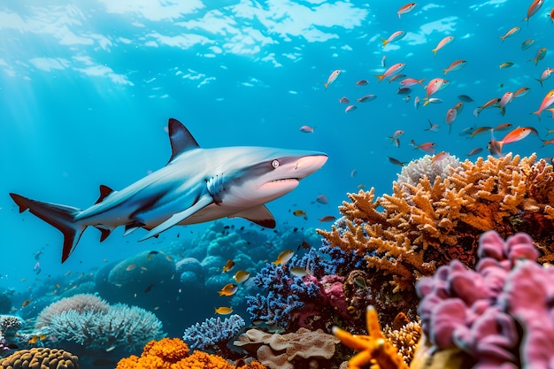 Bezpłatne zdjęcie realistyczny rekin w oceanie