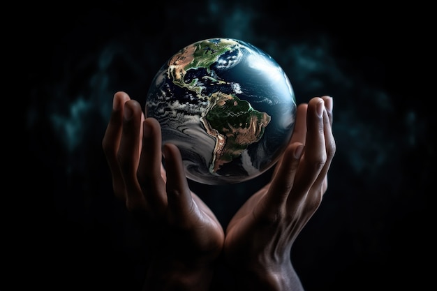 Ręce trzymające planetę Ziemię