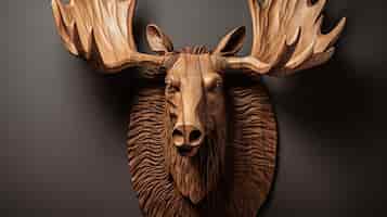 Bezpłatne zdjęcie ręcznie wykonana drewniana dekoracyjna rzeźba jelenia