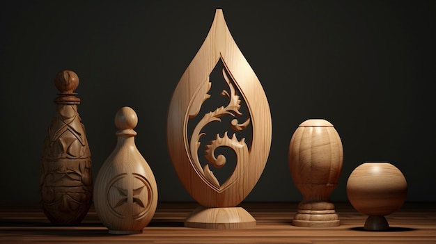 Bezpłatne zdjęcie ręcznie wykonane drewniane wazy dekoracyjne