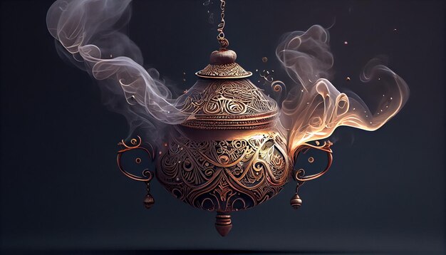 Religia kultur i dekoracje mieszają się w ozdobnym czajniczku generowanym przez sztuczną inteligencję