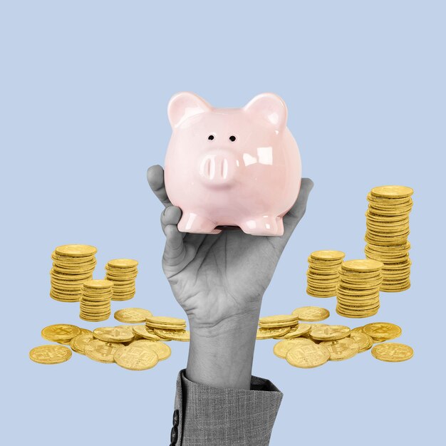 Remiks koncepcji oszczędności finansowych skarbonki