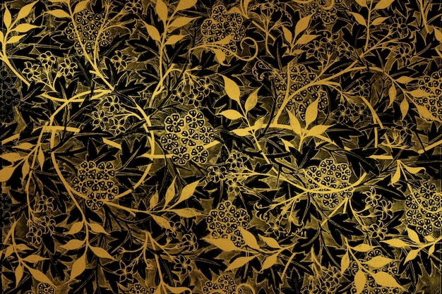 Remiks vintage złoty kwiatowy wzór z dziełem Williama Morrisa