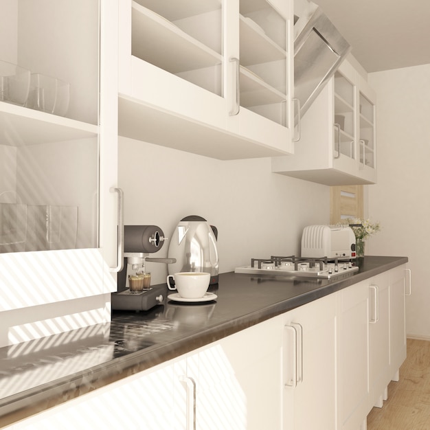 Render of 3D Contemporary kitchen