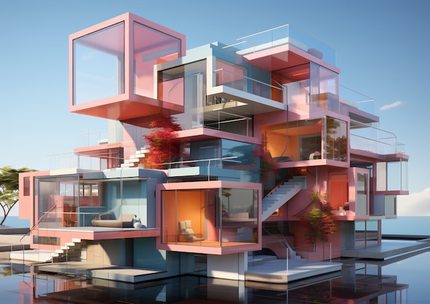 Rendering 3D abstrakcyjnego budynku