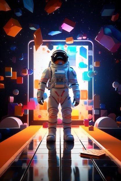 Bezpłatne zdjęcie rendering 3d astronauta