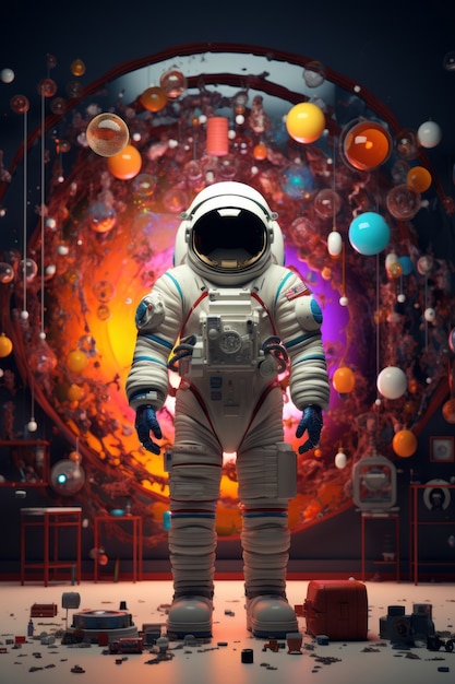 Bezpłatne zdjęcie rendering 3d astronauta