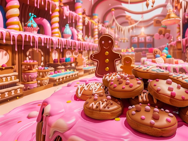 Bezpłatne zdjęcie rendering 3d fabryki czekolady