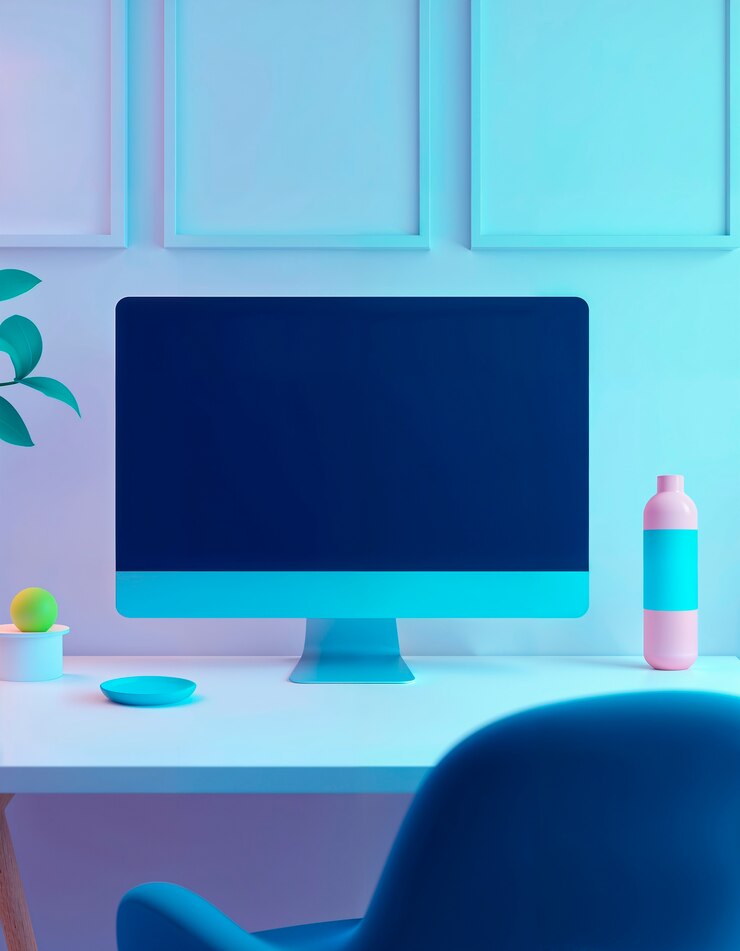 Bezpłatny plik Zdjęcie rendering 3d ilustracji komputera biurkowego