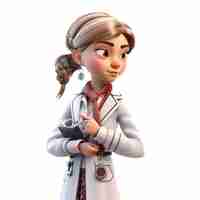 Bezpłatne zdjęcie rendering 3d kobiety lekarza ze stetoskopem na szyi
