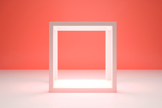 Bezpłatne zdjęcie rendering 3d kształtu kwadratu na czerwonym tle