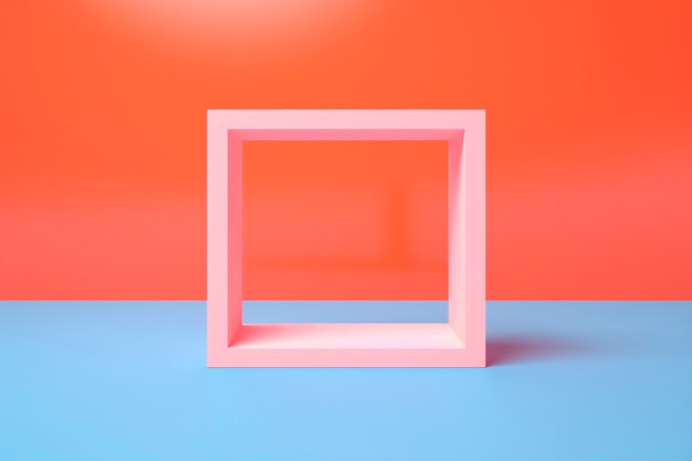 Rendering 3D kształtu kwadratu na czerwonym tle