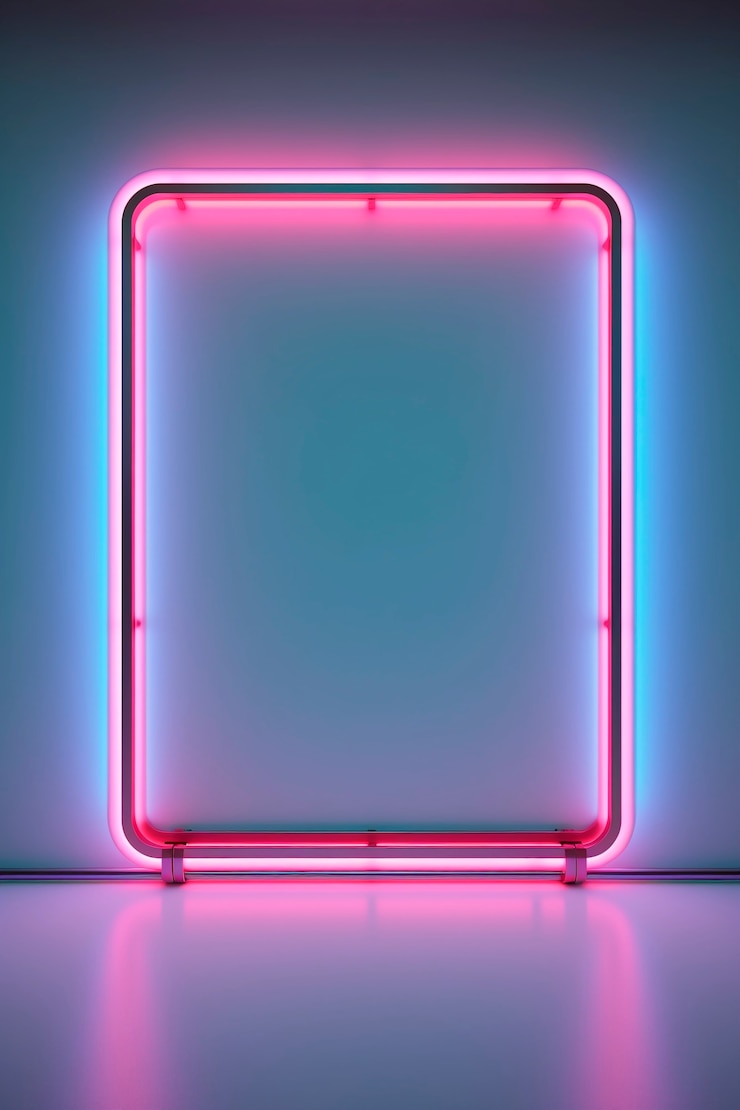 Bezpłatny plik Zdjęcie rendering 3d neonowej prostokątnej kształtu