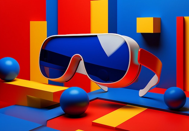 Bezpłatne zdjęcie rendering 3d okularów vr dla kina