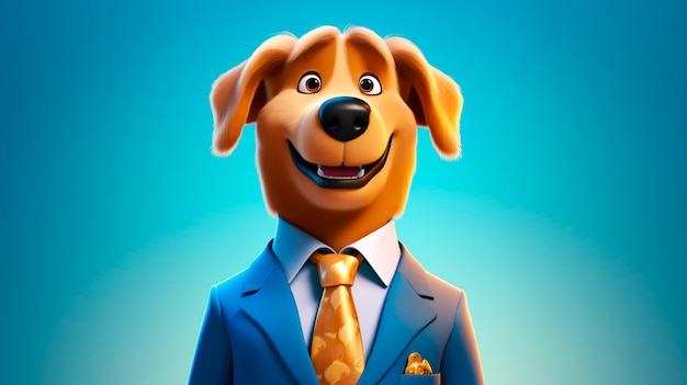 Bezpłatne zdjęcie rendering 3d portretu psa z kreskówki