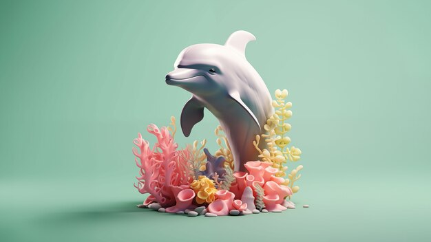 Rendering 3D rzeźby delfina