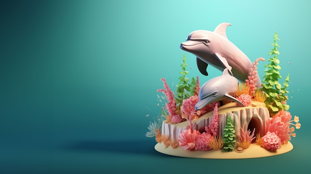 Rendering 3D rzeźby delfina