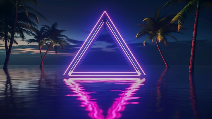 Bezpłatny plik Zdjęcie rendering 3d trójkąta neonowego