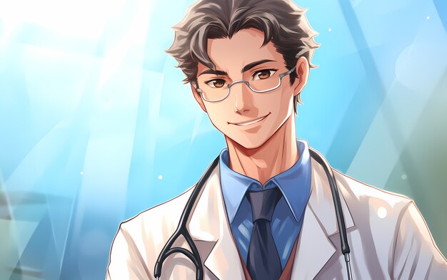 Rendering anime lekarza w pracy