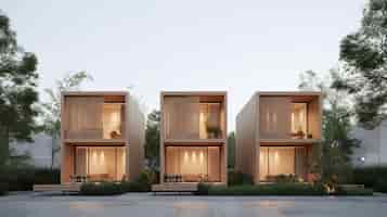 Bezpłatne zdjęcie rendering drewnianego domu w 3d