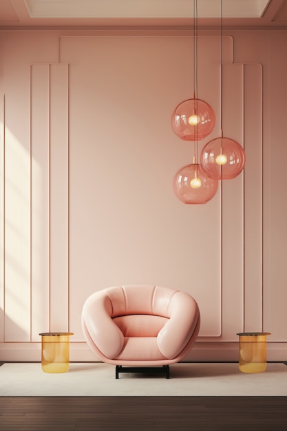 Rendering eleganckiego neoklasycznego wnętrza