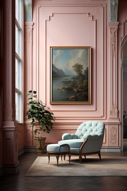 Bezpłatne zdjęcie rendering eleganckiego neoklasycznego wnętrza
