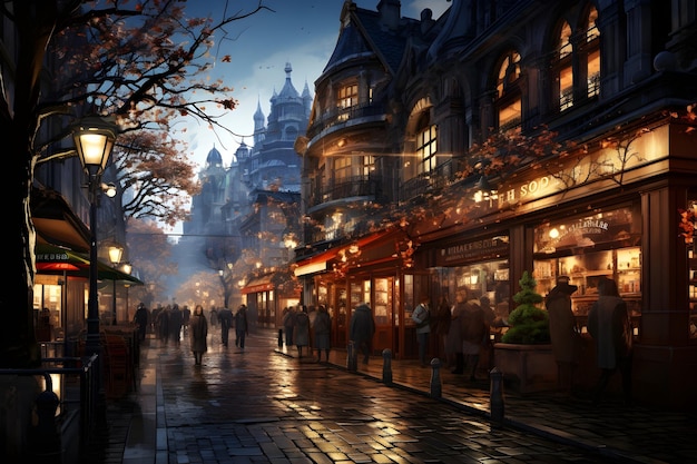 Bezpłatne zdjęcie rendering kinematograficzny nocny tło ulicy