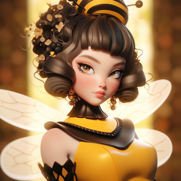 Bezpłatne zdjęcie rendering postaci anime pszczoły