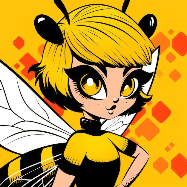 Bezpłatne zdjęcie rendering postaci anime pszczoły