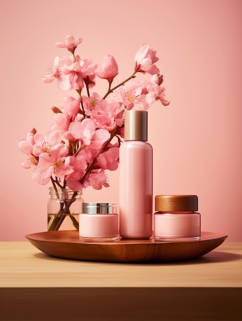 Rendering produktów higieny osobistej w kolorze różowym