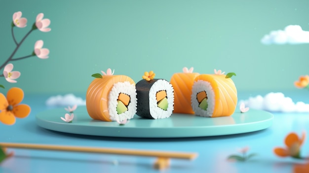 Rendering sushi w 3D